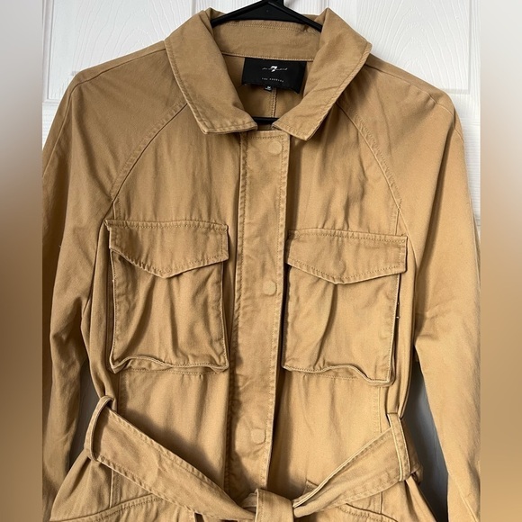 7 For All Mankind Military Belted Utility Trench Jacket Medium - Picture 8 of 8